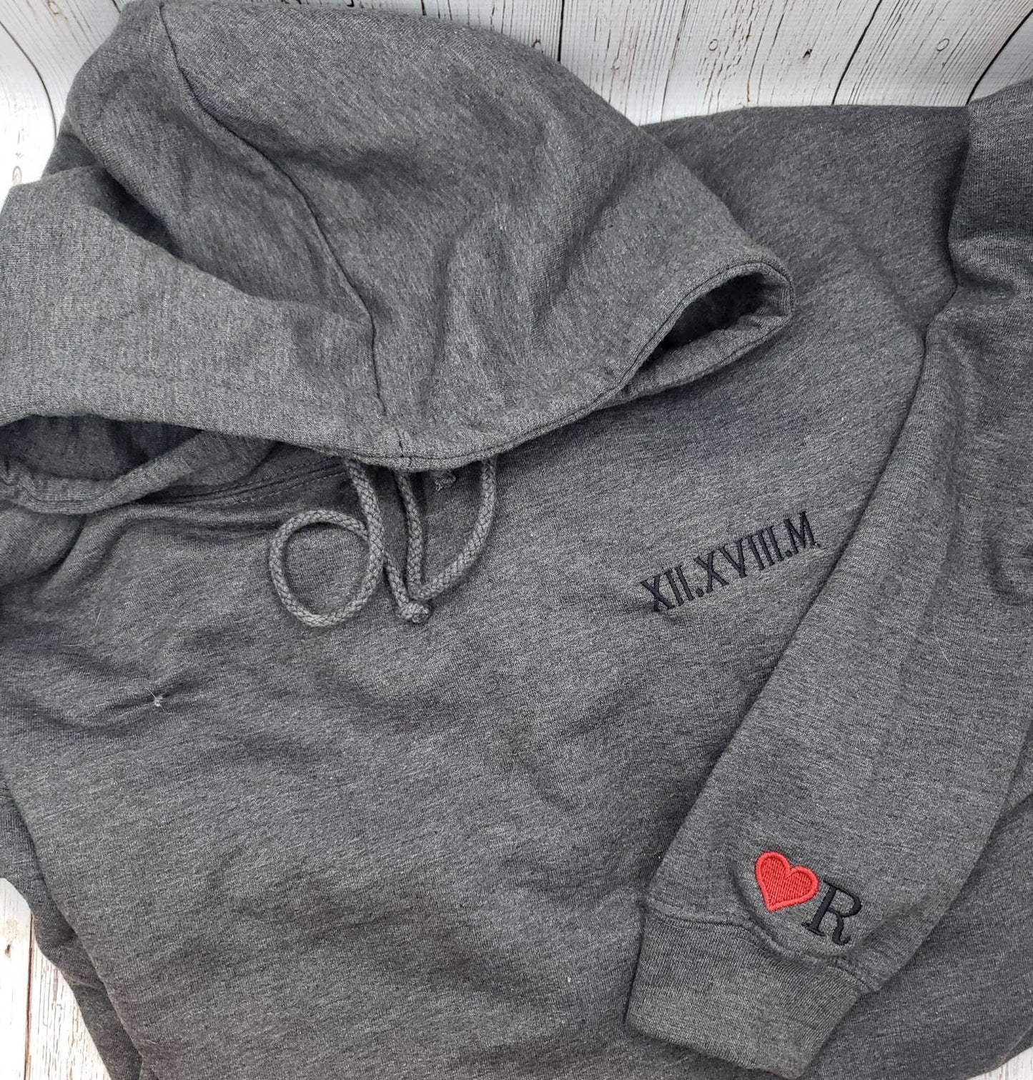 Custom Embroidered Roman Numeral Hoodie • Couples Gift • Personalized Date and Initial Hoodie • Engagements, Anniversaries, Valentines Gift