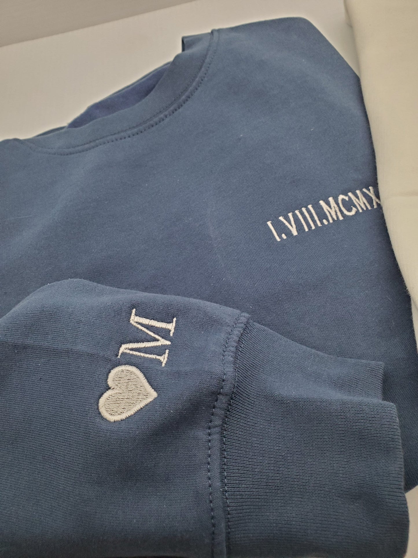 Custom Embroidered Roman Numeral Sweatshirt• Couples Gift • Personalized Date & Initial Hoodie • Engagements, Anniversaries, Valentines Gift