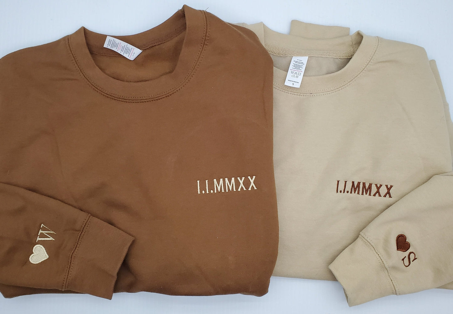 Custom Embroidered Roman Numeral Sweatshirt• Couples Gift • Personalized Date & Initial Hoodie • Engagements, Anniversaries, Valentines Gift