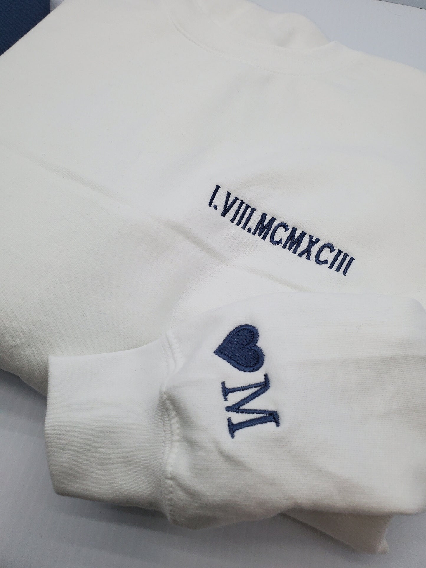 Custom Embroidered Roman Numeral Sweatshirt• Couples Gift • Personalized Date & Initial Hoodie • Engagements, Anniversaries, Valentines Gift