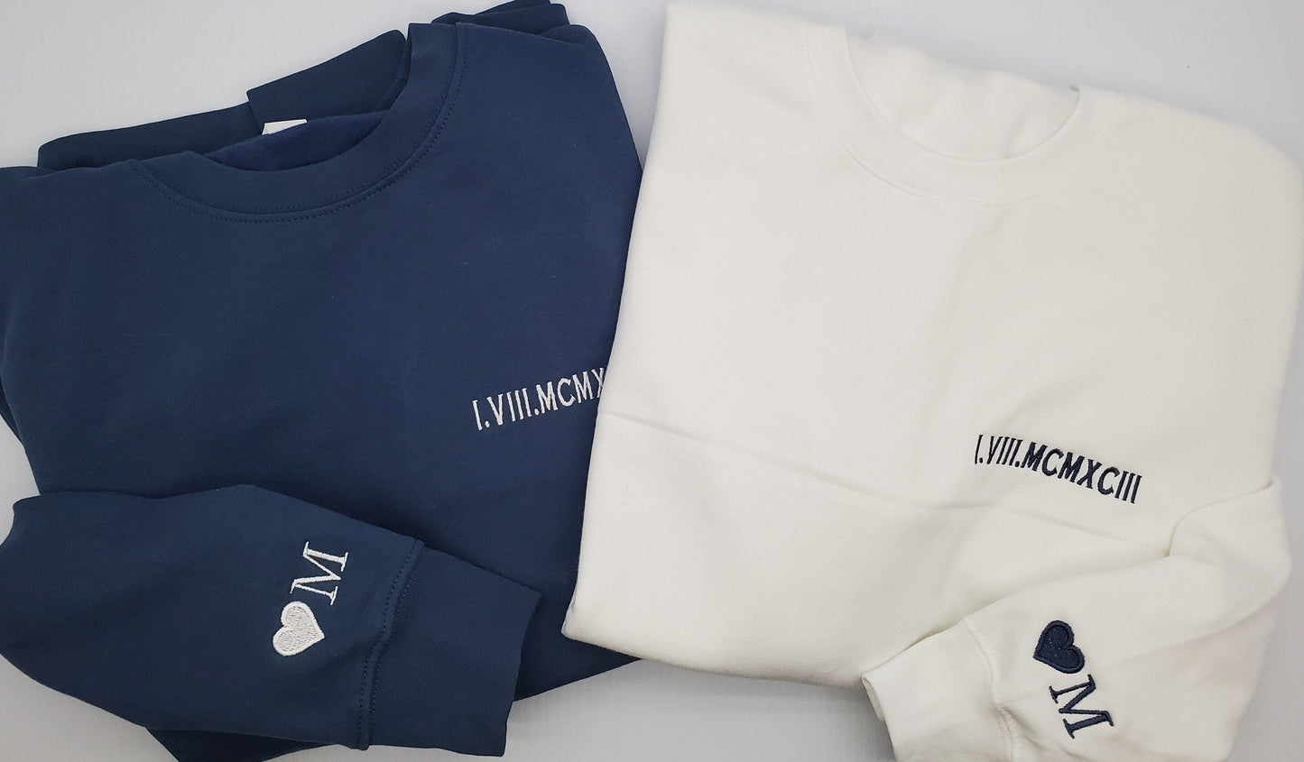 Custom Embroidered Roman Numeral Sweatshirt• Couples Gift • Personalized Date & Initial Hoodie • Engagements, Anniversaries, Valentines Gift