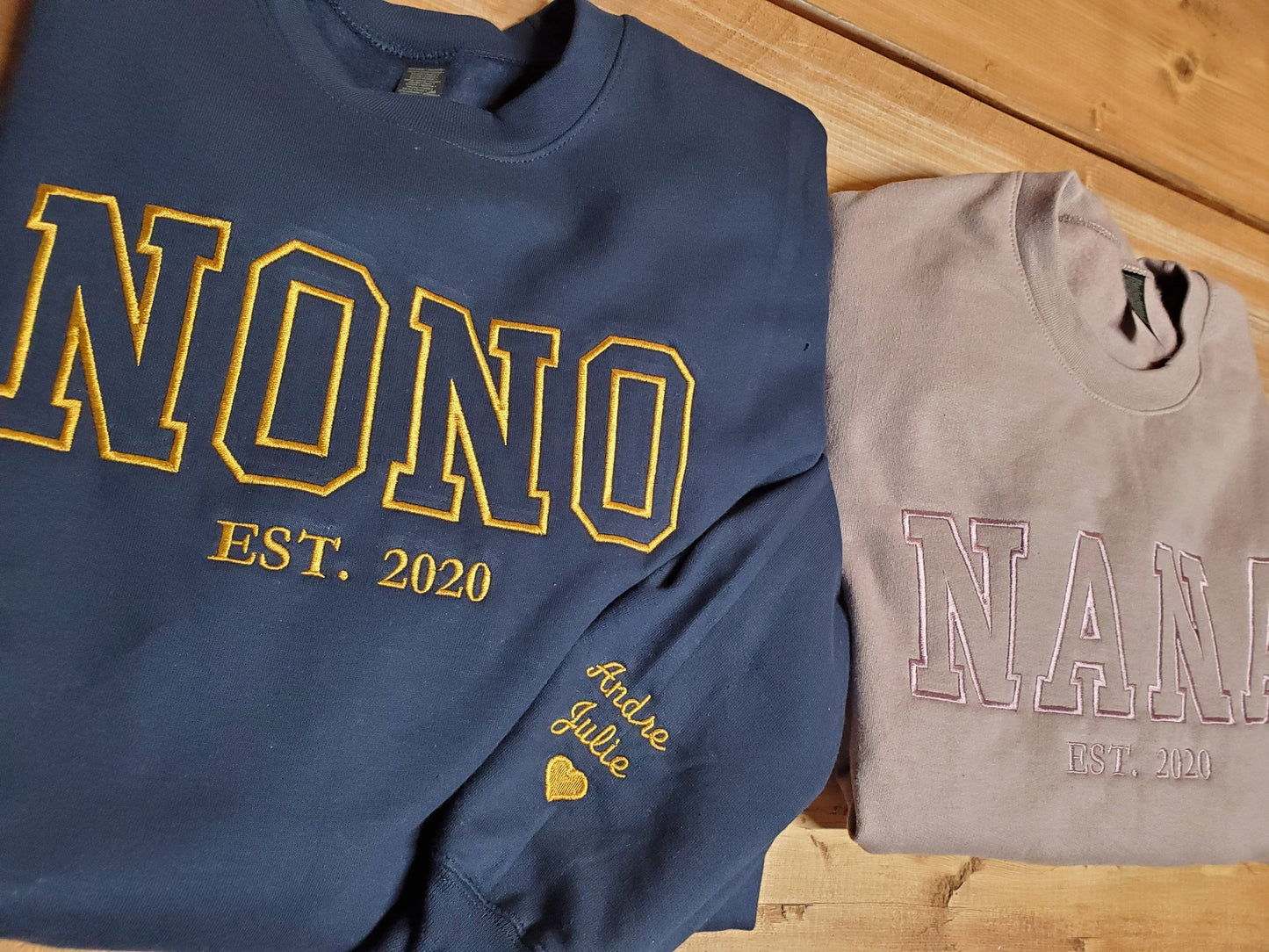 Custom Embroidered Sweatshirt, Name On Sleeve With Heart, Grandpa Shirt With Date, Daddy Est Year Shirt, Gift For New Dad, Father's Day Gift