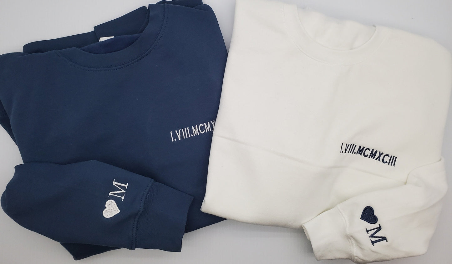 Custom Embroidered Roman Numeral Sweatshirt• Couples Gift • Personalized Date & Initial Hoodie • Engagements, Anniversaries, Valentines Gift