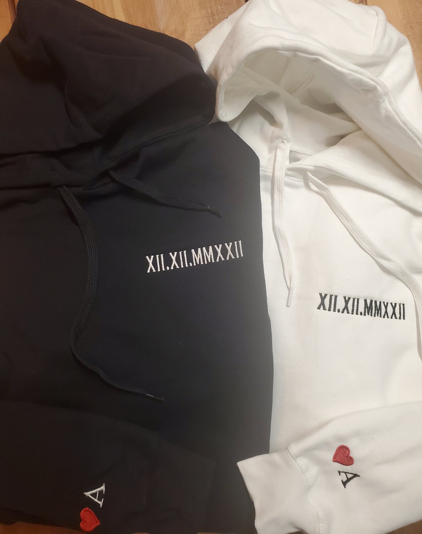 Custom Embroidered Roman Numeral Hoodie • Couples Gift • Personalized Date and Initial Hoodie • Engagements, Anniversaries, Valentines Gift
