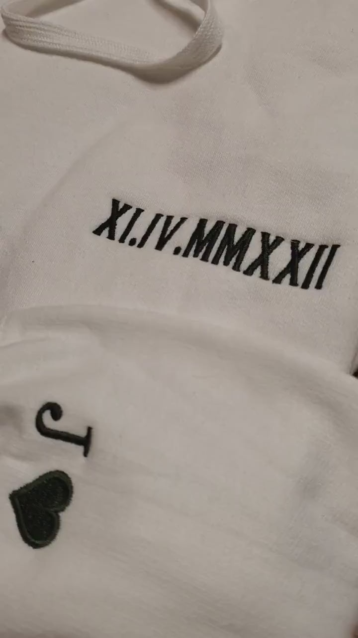Roman Numeral Hoodie • Couples Hoodie • Personalized Date and Initial Hoodie • Engagements, Anniversaries, Valentines Gift, Boyfriend gift,