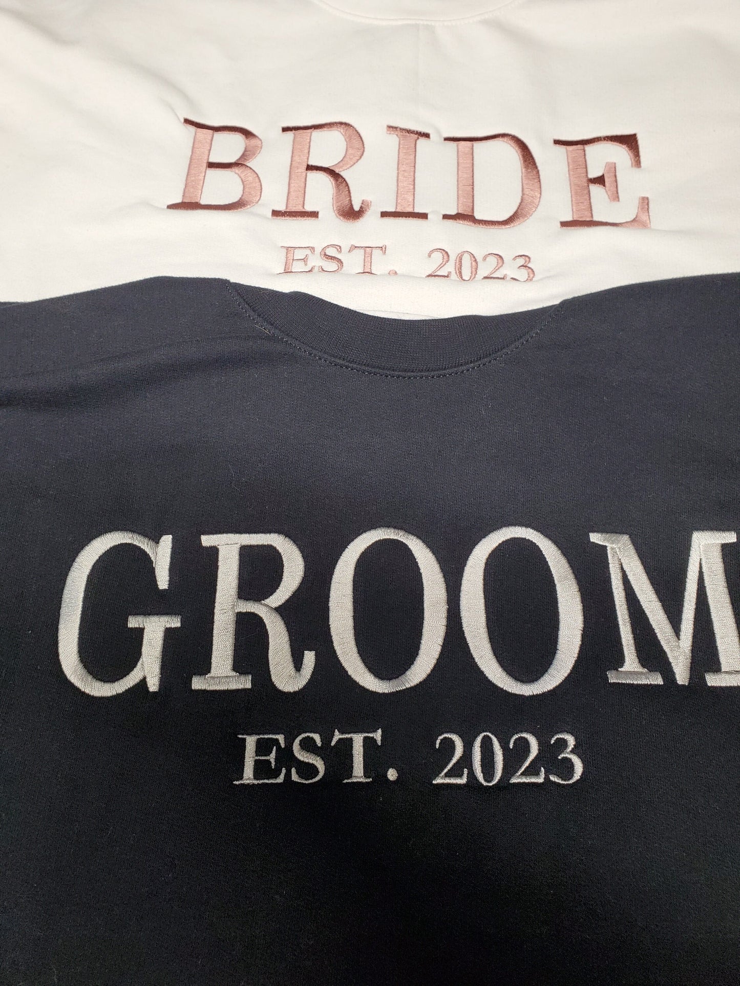 Bride shirt, Groom Shirt, Wifey, Hubby, Couples Sweatshirt, Wedding Gift, Bridal Shower Gift, Husband Gift, Wife Gift, Anniversary Gift, Wife, Husband, Established Date, Initial Sleeve, Trending Wedding Gift, Best Seller, Etsy Pick