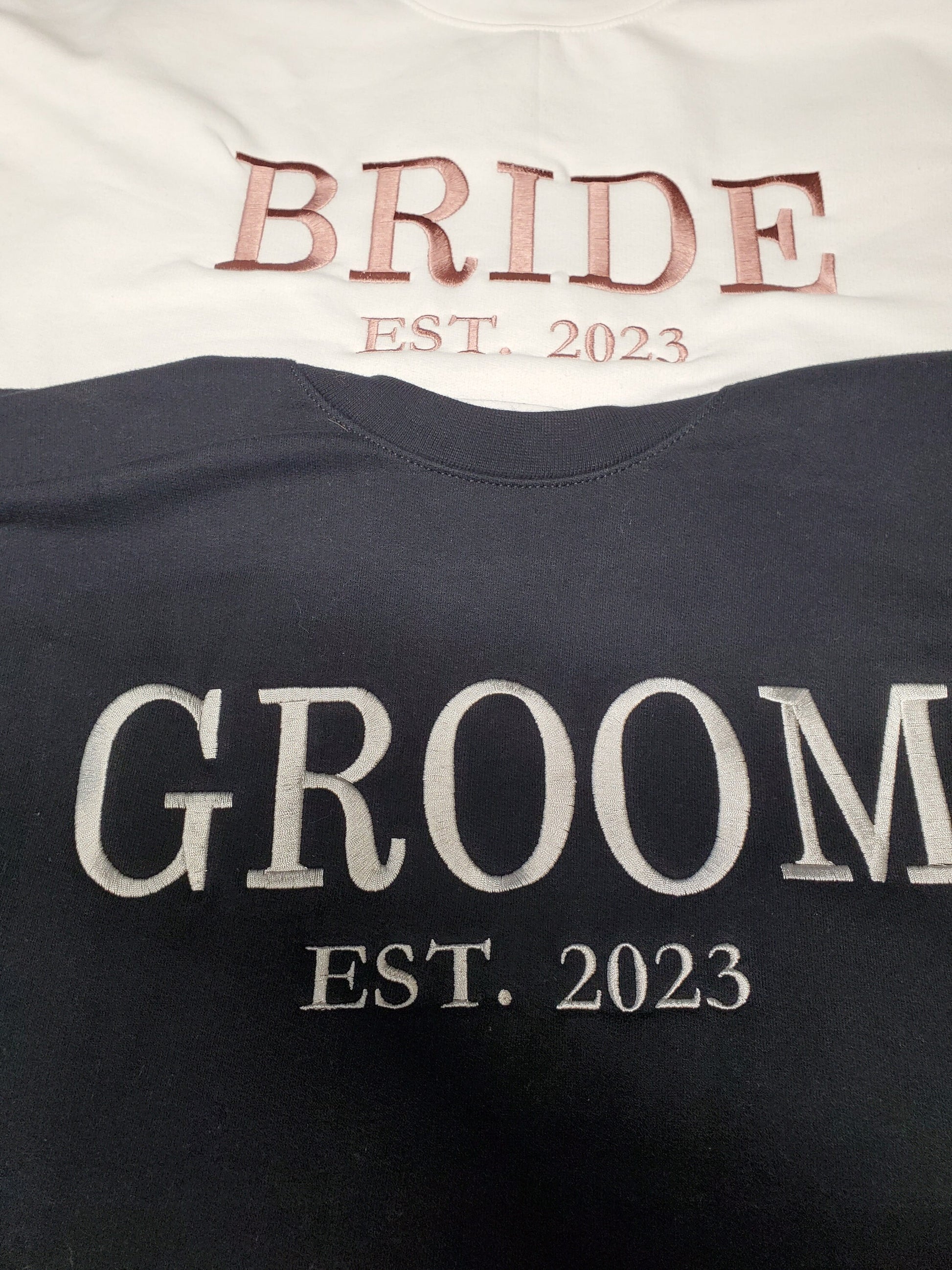 Bride shirt, Groom Shirt, Wifey, Hubby, Couples Sweatshirt, Wedding Gift, Bridal Shower Gift, Husband Gift, Wife Gift, Anniversary Gift, Wife, Husband, Established Date, Initial Sleeve, Trending Wedding Gift, Best Seller, Etsy Pick
