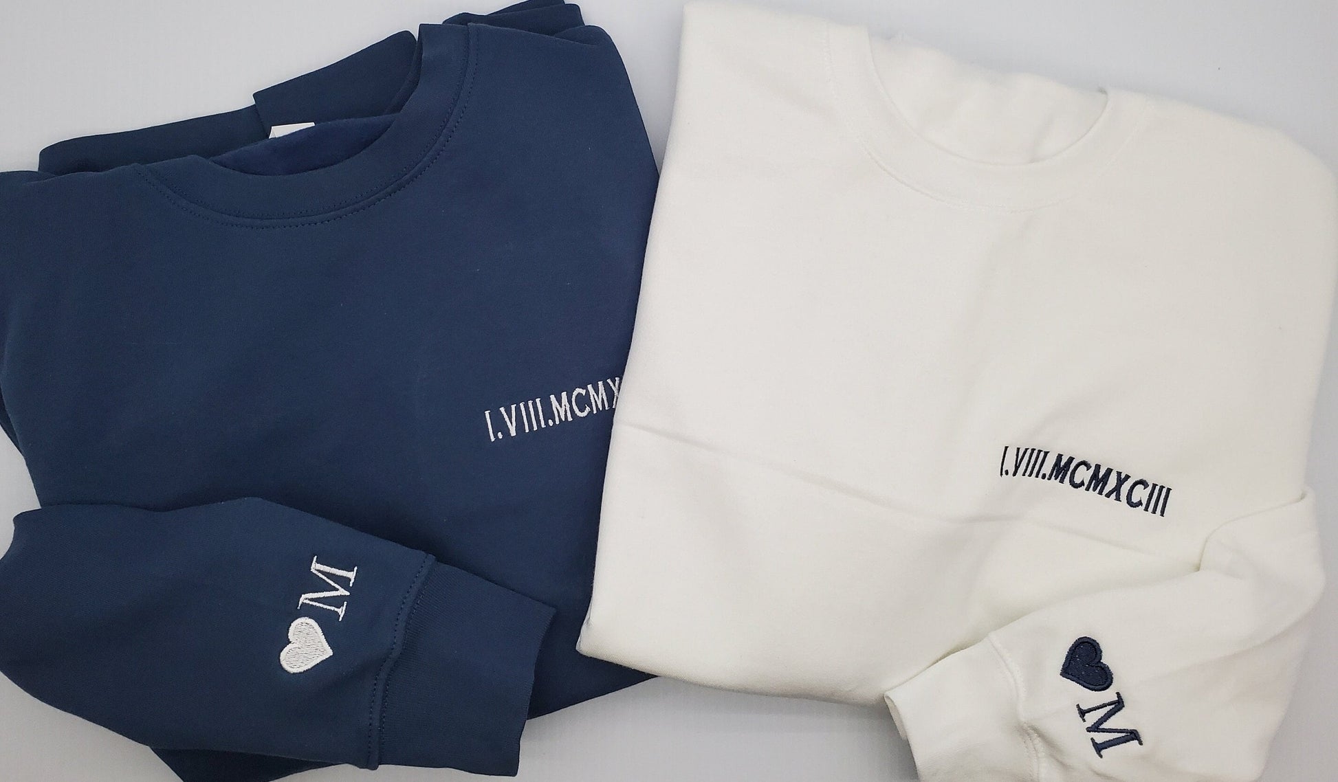 Custom Embroidered Roman Numeral Sweatshirt• Couples Gift • Personalized Date & Initial Hoodie • Engagements, Anniversaries, Valentines Gift